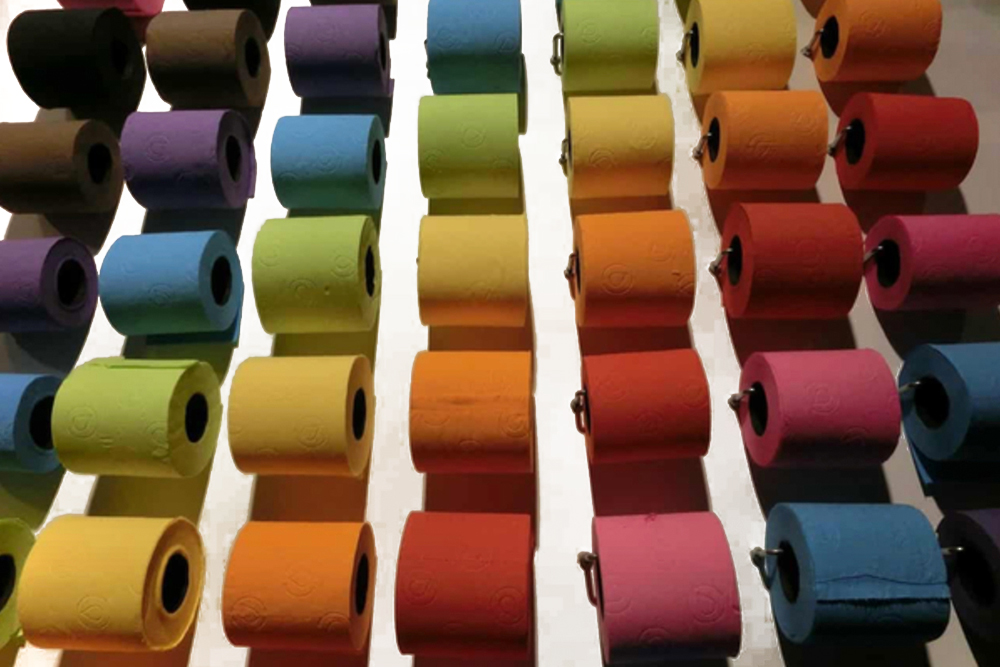 Coloured toilet paper