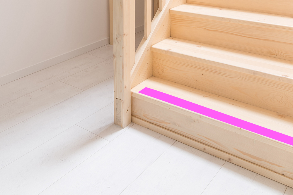 Bright tape on the edge of&nbsp;stairs/steps